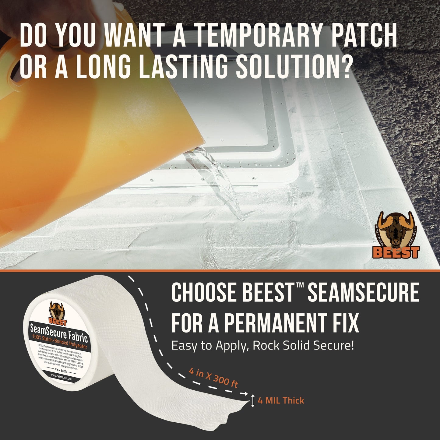 BEEST SeamSecure Fabric - 100% Stitch-Bonded Polyester Waterproofing Membrane
