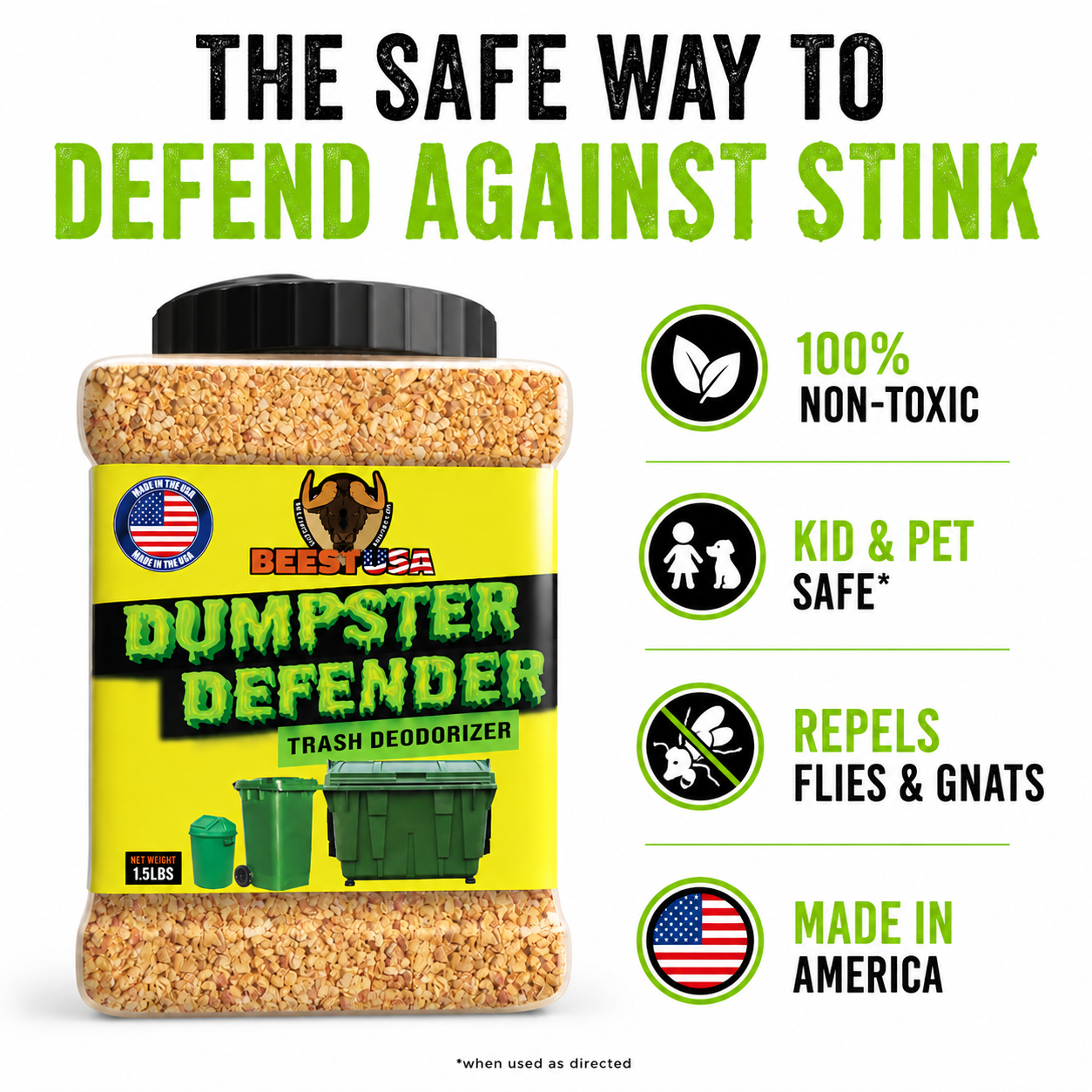 BEEST Dumpster Defender - Trash Can Deodorizer & Liquid Waste Absorber