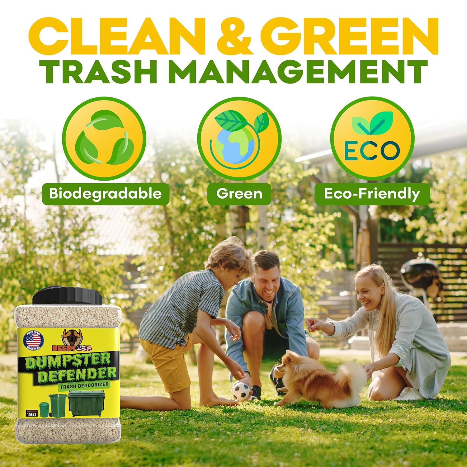 BEEST Dumpster Defender - Trash Can Deodorizer & Liquid Waste Absorber