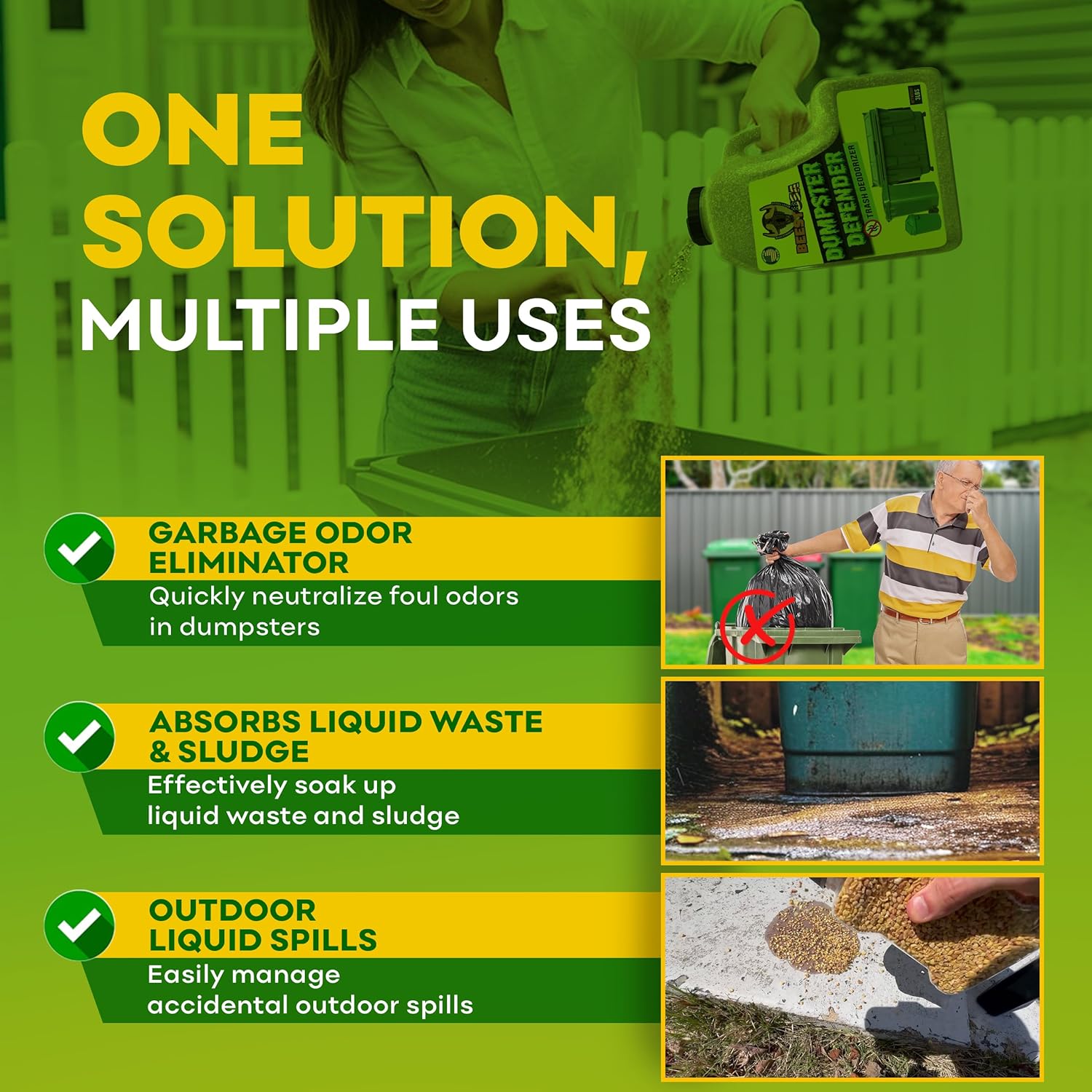 BEEST Dumpster Defender - Trash Can Deodorizer & Liquid Waste Absorber