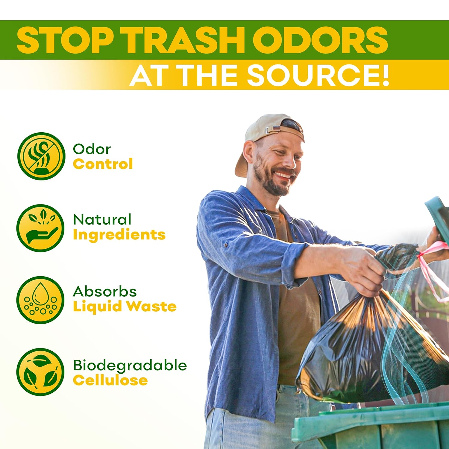 BEEST Dumpster Defender - Trash Can Deodorizer & Liquid Waste Absorber